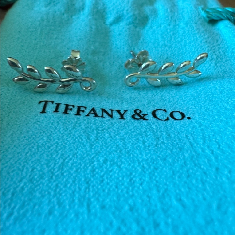 Tiffany Sterling Silver Olive Leaf Climber Earrings designed by Paloma Picasso